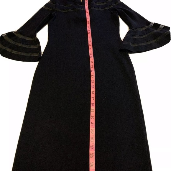 ELIZA J Bell Sleeve W/Mesh inserts Black PM Dress - Picture 5 of 8